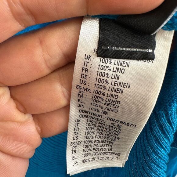 Diesel 100% Linen Crew Neck Long Sleeve Sweater Pink & Blue Contrast Collar S - Picture 9 of 12